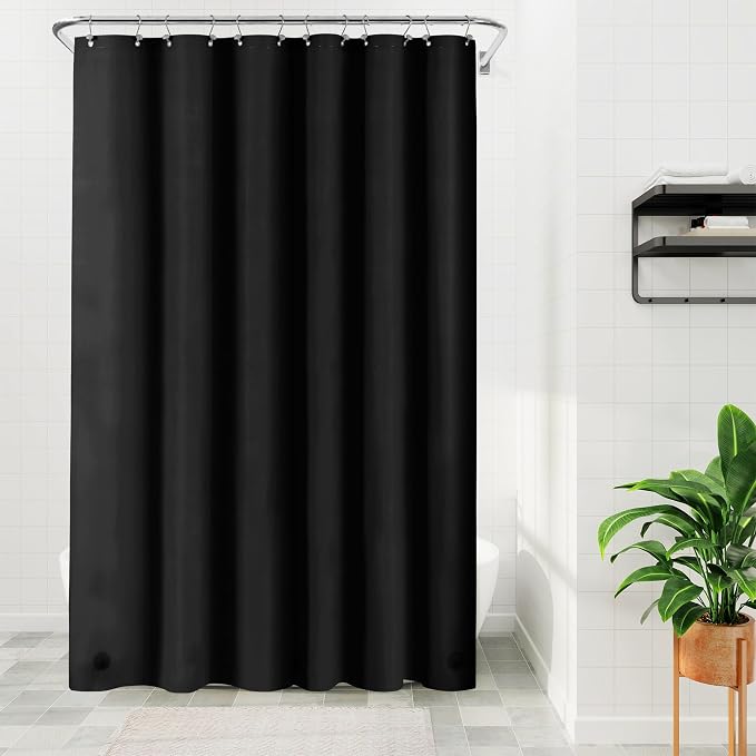 Barossa Design Extra Long Black Shower Curtain Liner with 3 Magnets, 72x84 | Waterproof PEVA, 3 Bottom Magnets, Metal Grommets, Lightweight Plastic Shower Liner XL 72 x 84 Inches for Bathroom/Tub