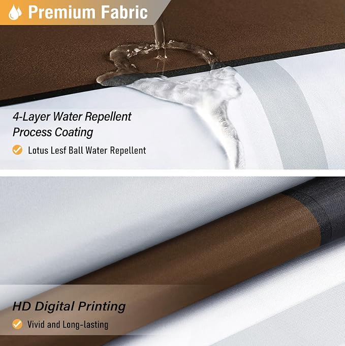 72 x 78 Long Modern Geometric Waterproof Fabric Shower Curtain, Brown | Tall Size, Premium Polyester, Weighted Hem, 12 Plastic Hook, Vibrant Color, Wrinkle-resistant, Quick-Dry, Machine Washable