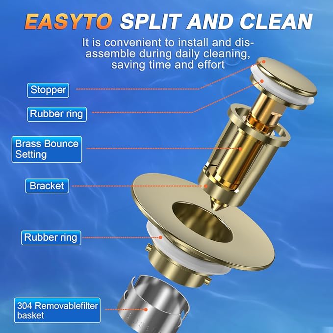 Bathroom Sink Drain Strainer,(4PCS) Pop-up Sink Drain Strainer with Removable Stainless Steel Strainer Basket Hair Catcher, Bathroom Sink Strainer for Bathroom Sink Stopper Replacement