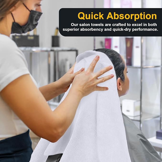 Salon Towels 2 Pack, Super Soft Microfiber Hand Towel | Highly Absorbent Hair-Drying Cloth for Gym, Bath, Spa Use and Home Beauty Care - White (16x29 inch)