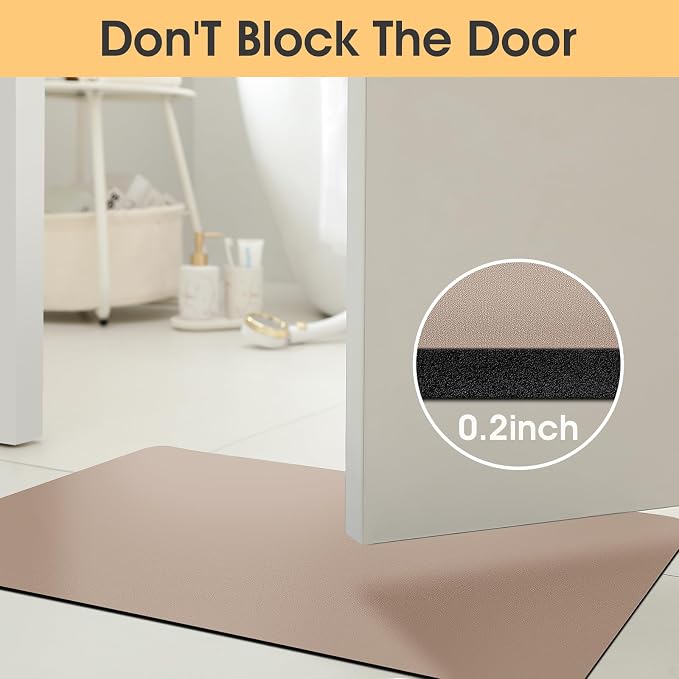 Non Slip Bath Mat, Thin Bathroom Rugs Fit Under Door, Quick Dry Bath Mats, Machine Washable Bath Rugs for Bathroom, Bathtub & Kitchen, Bathtub & Kitchen, Taupe/Solid/24 x17