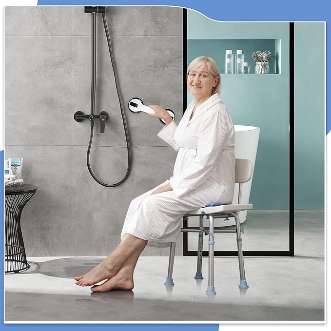 KVANT Grab Bars for Shower, 12 Inch Shower Handle for Seniors, 2 Pack Black | Strong Suction Cup, for Elderly, Handicap, Bathroom Wall, No Drill, Waterproof, Anti-Slip, Removable