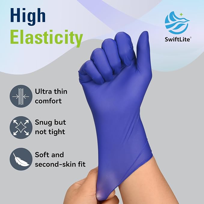 Disposable Nitrile Gloves, Food Safe, Latex-Free Powder-Free | Kitchen Rubber Gloves for Cooking, Cleaning and Food Prep, Dark Blue
