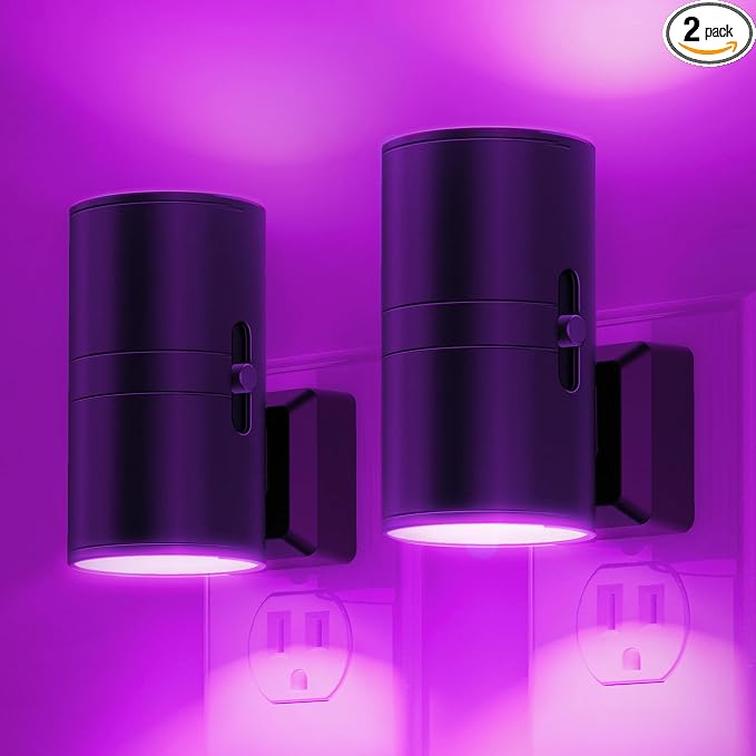 L LOHAS LED Purple Night Light, Purple Lights, Night Lights Plug into Wall | Light Sensor, 0-100LM Dimmable Night Lights Decorative for Christmas Halloween Holiday, Home Decor, Party Decor, 2 Pack