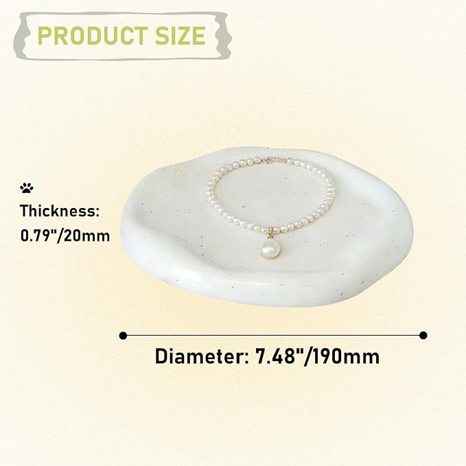 CHENACC Ceramic Jewelry Tray, White Round Cloud-Shaped Vanity Decorative Dish-Stylish Room Aesthetic Accessory, Catchall for Jewelry Watches Keys Round Plate Holder