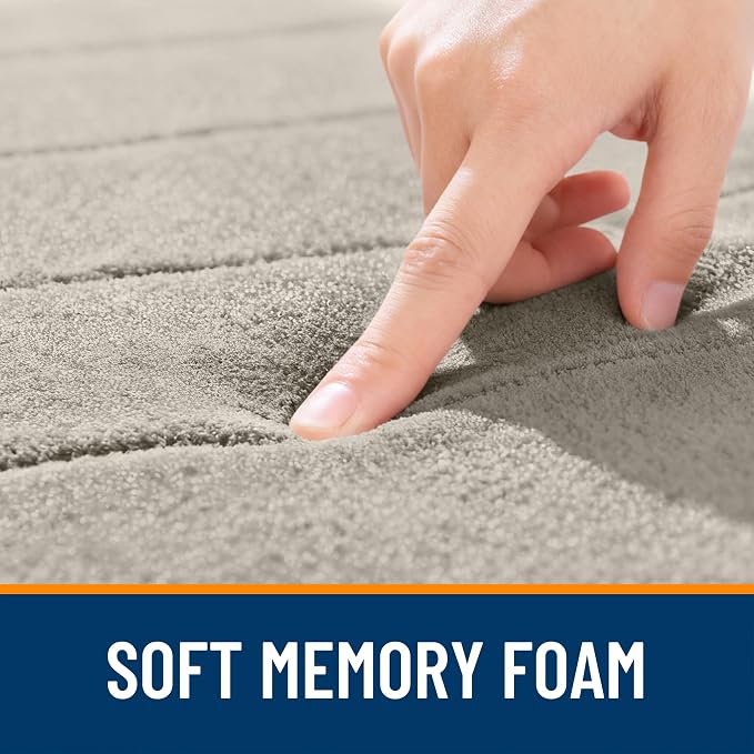 OLANLY Memory Foam Large Bath Mat 40x32, Super Soft Absorbent Bathroom Rugs | Warm Taupe, Quick Dry Bath Rug, Machine Washable Shower Floor Mats, Bathmat Carpet for Bathroom Floor, Tub and Shower
