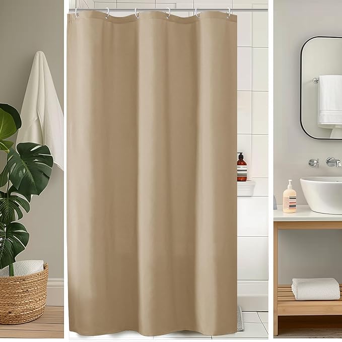 Zora 36 x 72 Inch Stall Fabric Shower Curtain - Soft & Texture Small Taupe Shower Curtain for Bathroom for Narrow Stall Size, Machine Washable Water Resistance, Hotel Style, Taupe