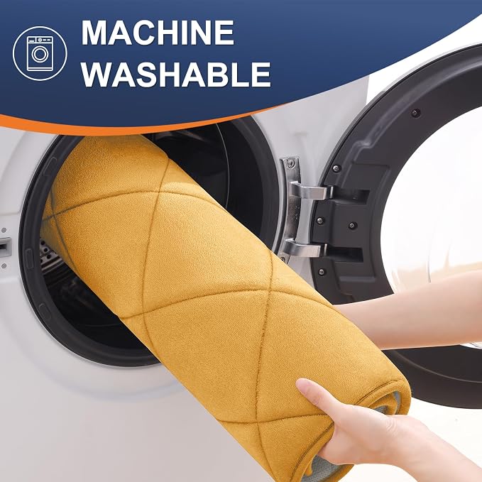 OLANLY Memory Foam Bath Mat 44x24, Ultra Soft and Absorbent Bathroom Rugs | Yellow, Quick Dry, Machine Washable Shower Bath Rugs, Comfortable Bath Carpet for Bathroom Floor, Tub and Shower