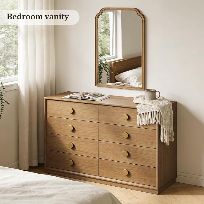 24" x 36" Natural Wood Mirror for Wall Mounted, Rustic Wood Frame Wall Mirrors Decorative for Living Room or Bathroom Mirror (Natural Color)
