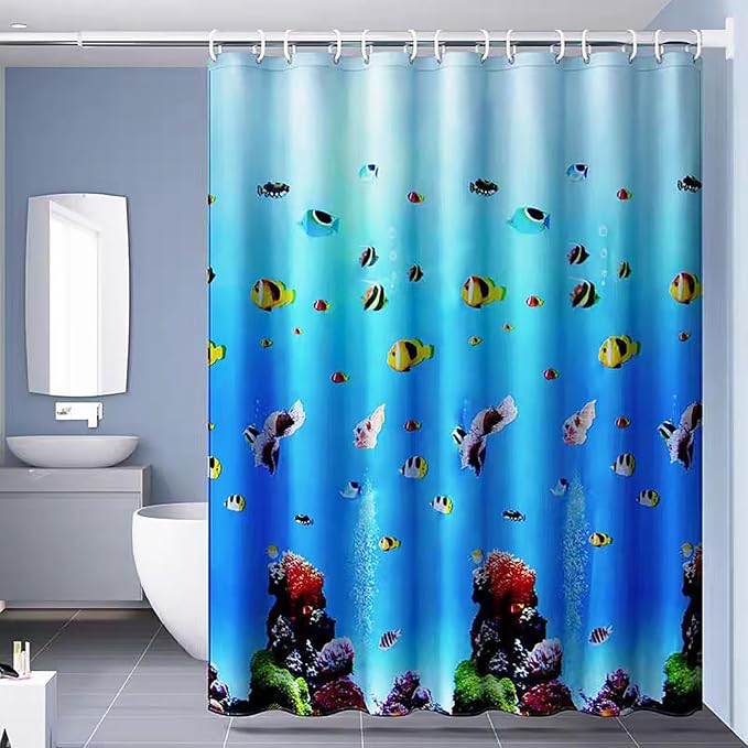 TIKABC Shower Curtain Liner, 4G PEVA Shower Liner, Plastic Waterproof Shower Curtains, 72x72 inch with Grommet Holes 3 Magnetic Weights