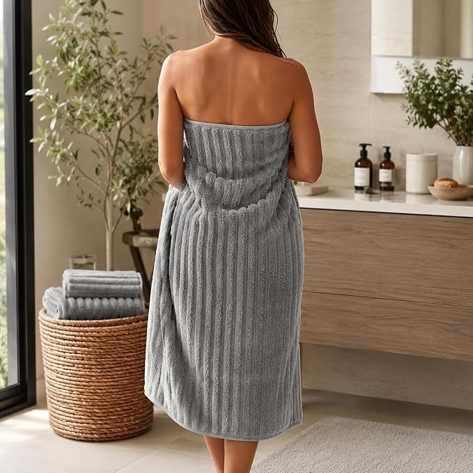 4 Piece Bath Towels, 30"x60" Microfiber Towels Set, Grey | Large Bathroom Towels, Soft Touch, Highly Absorbent, Quick Dry, Lint Free, Long-Lasting, Family Use, Guest Bath & Daily Use