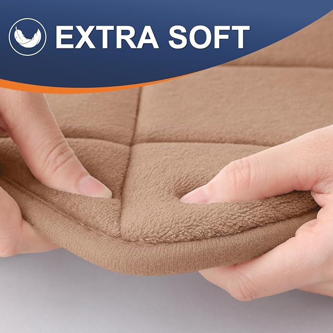 OLANLY Memory Foam Bath Mat 70x24, Ultra Soft and Absorbent Bathroom Rugs | Dark Beige, Quick Dry, Machine Washable Shower Bath Rugs, Comfortable Bath Carpet for Bathroom Floor, Tub and Shower