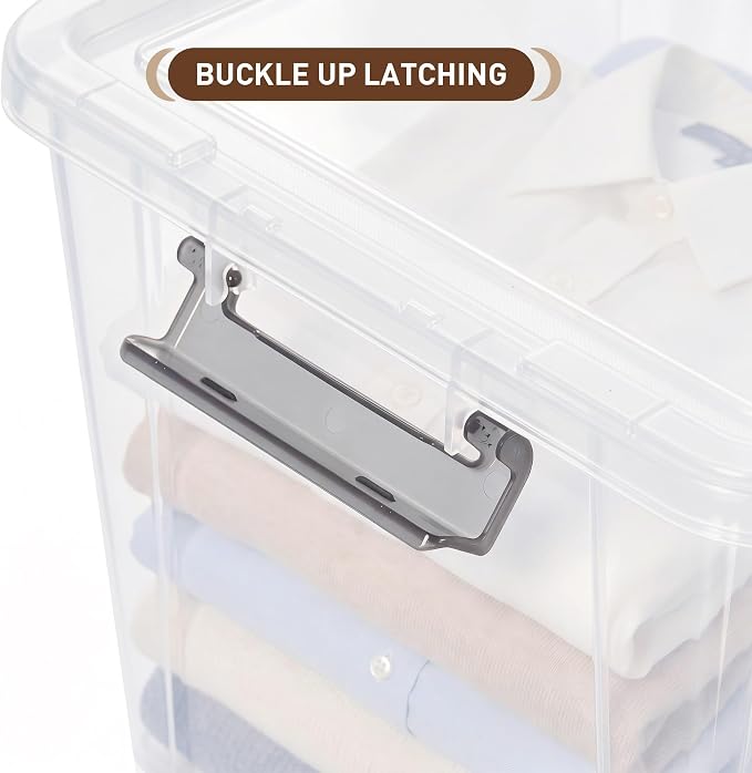 Citylife 32 QT Plastic Storage Bins with Latching Lids Stackable Storage Containers for Organizing Large Clear Storage Box for Garage, Closet, Classroom, Kitchen, 2 Packs
