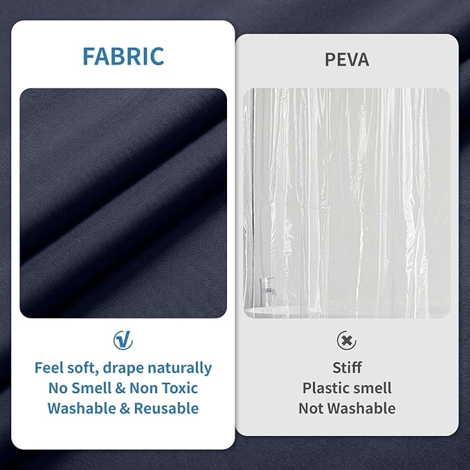 1 Pack Water-Repellent Fabric Shower Curtain Liner, 72x84 Blue | 100% polyester, 3 Magnets, Rustproof Grommets & Weighted Hem, quick-dry, machine washable, hotel quality for bathroom