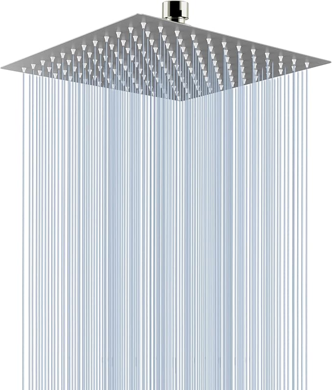 Voolan Rain Shower head, High Pressure Shower Head Made of 304 Stainless Steel, Relaxed Shower Experience Even at Low Water Flow and Pressure (10" Brushed Nickel)