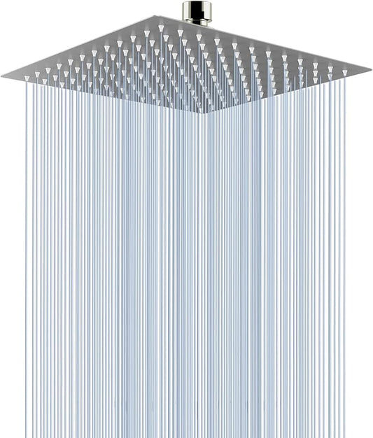 Voolan Rain Shower head, High Pressure Shower Head Made of 304 Stainless Steel, Relaxed Shower Experience Even at Low Water Flow and Pressure (10" Brushed Nickel)
