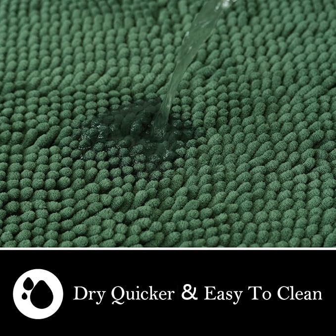 Bathroom Rugs Chenille Bath mat 2 Piece Set, Super Absorbent, Strong PVC Non Slip Backing, Bath mats for Bathroom, Plush Shaggy, Thick, Machine Washable, Bathtub, Toilet.(Bronze Green)