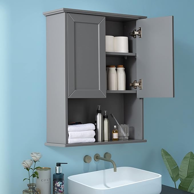 VANIRROR Bathroom Wall Mounted Wood Medicine Cabinet with Adjustable Shelf | 23"x 29" Over Toilet Wall Hanging Cabinets for Entryway, Kitchen, Laundry Room