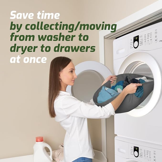 Collapsible Laundry Basket for Washer & Dryer (Grey, Large)