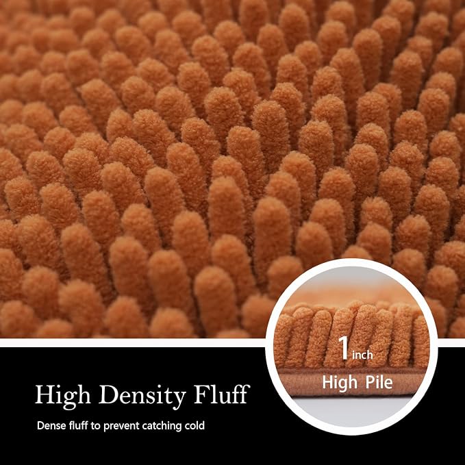 Bathroom Rugs Chenille Bath mat 2 Piece Set, Super Absorbent, Strong PVC Non Slip Backing, Bath mats for Bathroom, Plush Shaggy, Thick, Machine Washable, Bathtub, Toilet.(Champagne)