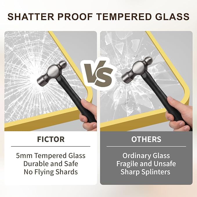 FICTOR Bathroom Mirror for Over Sink, 2 Pack 30"x20" Vanity Mirror, Gold | Shatterproof Tempered Glass, Anti-Rust Frame, Vertical/Horizontal Mounting, Wall Mirror for Bedroom, Living Room, Entryway