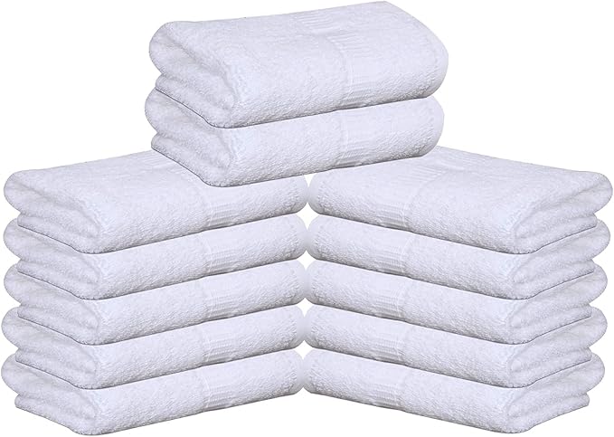 120 Pack Premium White Hand Towels 16x30 Inch - 100% Ring Spun Cotton Soft Absorbent & Quick Dry, Large Bathroom Hand Towel Perfect for Hotel, Salon,Gym & Spa (16 x 30, White - 120 Pcs)