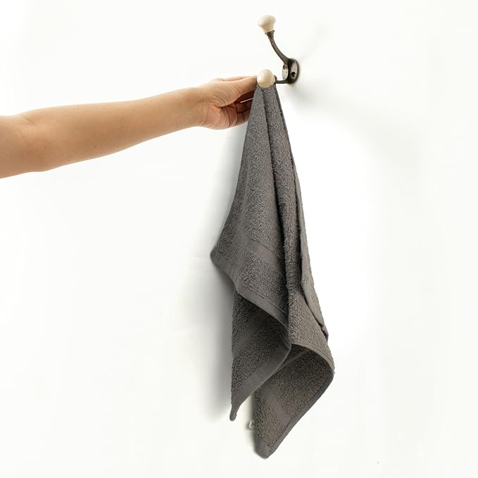 Basic Hand Towels 16x26 Inches – Bulk Pack of 24 – Grey Color – Soft and Absorbent Multipurpose Cotton Towels for Bathroom, Spa, Gym, Salon, Hotel, and Everyday Use