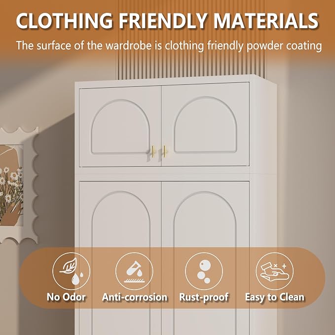 Polup Metal Wall Cabinet, Upper Cabinet for Wardrobe | Small Overhead Storage Cabinet for Bedroom, Living Room, White, 18"D x 32"W x1 5"H - Assembly Required