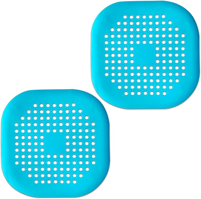 2 Pieces Shower Drain Hair Catcher Bathtub Stopper Home Drain Protectors Drain Cover with Sucker Water Trap Sink Cover for Bathroom Bathtub and Kitchen (Blue,Blue)