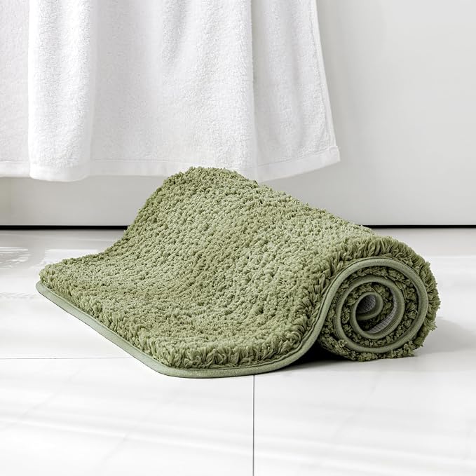 MIULEE Sage Bathroom Rugs Soft Small Microfiber Bath Mat 16x24 Inch | Absorbent, Non Slip, Quick Dry, Fluffy Bath Rugs for Bathroom Floor Tub Showers, Machine Washable