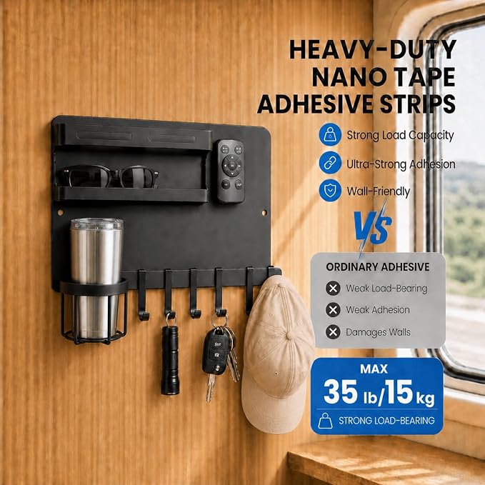 Metal Bedside Wall Shelf,【No Drill】 Wall Organizer for Dorm Teen Room Decor | Floating Bedside Shelf Wall Mount Nightstand for Bedroom, Loft Bed, Bunk Bed, Small Room Stuff, Teen Girl, RV Shelves, Dorm