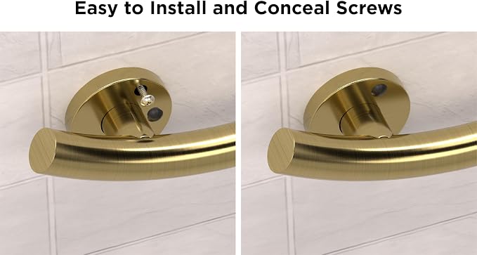 HEALTHCRAFT Wave Grab Bar 18" Single Pack, ADA Rail - Gold Brushed, 500 Lbs | Wave-shaped decorative grab bar, ADA compliant, 500 lb capacity