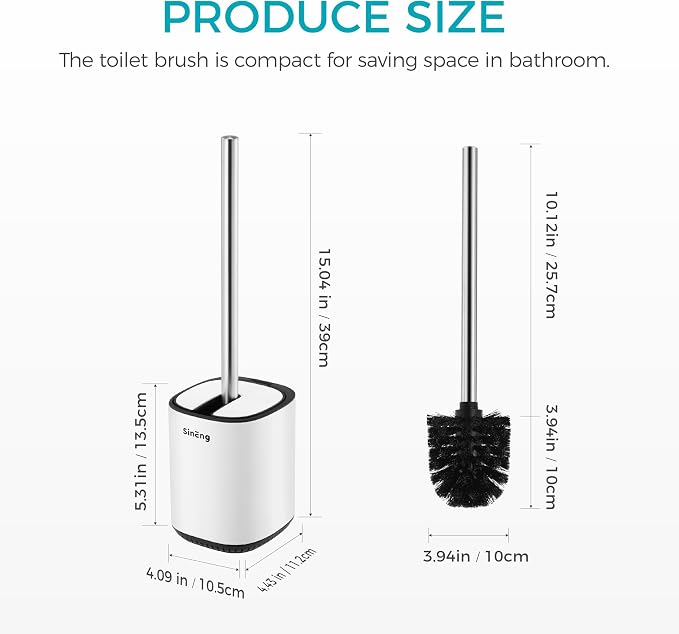 Toilet Brush and Holder Set Toilet Bowl Brush Stainless Steel Automatic Open lid Toilet Bowl Cleaner Brush with Durable Bristle Head Toilet Cleaning Brush for Bathroom