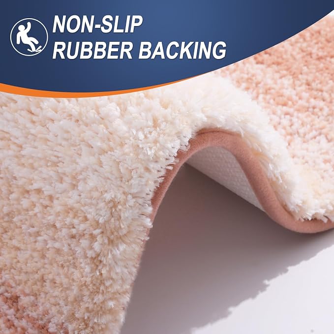 OLANLY Large Bathroom Rugs 44x32, Extra Soft Absorbent Microfiber Bath Rugs | Peach, Non-Slip Quick-Drying Rubber Backing, Washable Plush Bath Mat for Floor, Tub and Shower, Home Decor Accessories