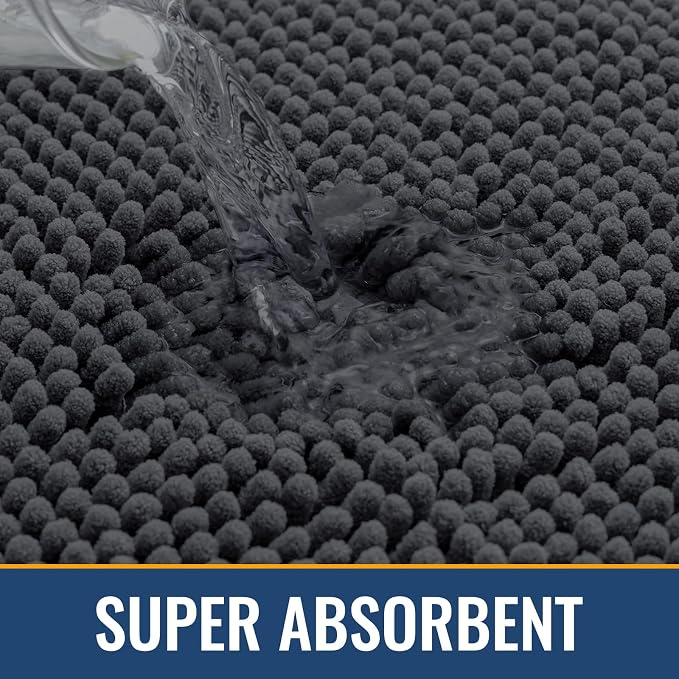 Arotive Bathroom Rugs 36x24, Soft Absorbent Shaggy Chenille Bath Rugs | Dark Grey, Machine Washable Rubber Backing Bath Mats for Bathroom Floor Tub and Shower Home Decor Accessories
