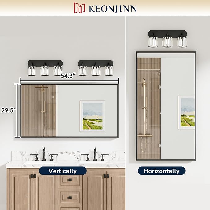 Keonjinn 55 x 30 Inch Brushed Nickel Large Bathroom Mirrors for Over Sink | Metal Frame, Rectangular Mirrors for Wall, Anti Rust, Rustic Bathroom Vanity Mirror, Safety HD Tempered Glass, Square Corner