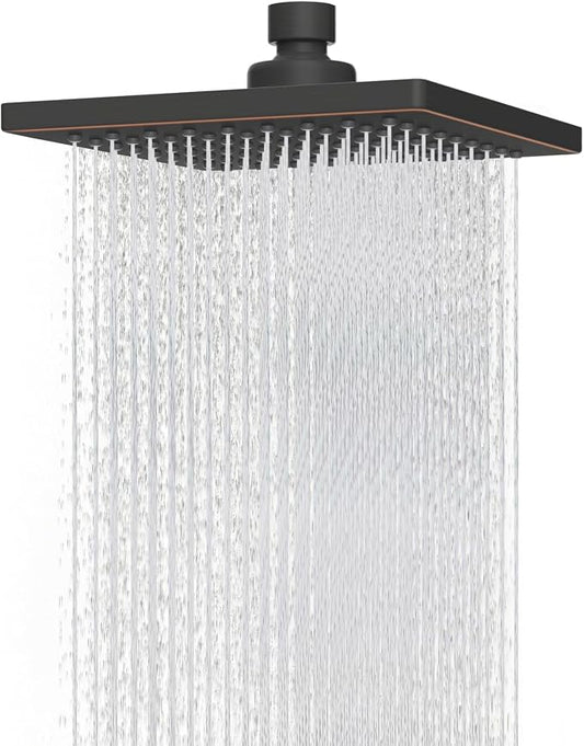 Hibbent cUPC Certified Thick Metal 6'' Rain Shower Head, Oil Rubbed Bronze | High Pressure Shower Head, Bathroom Waterfall Shower Heads, High Flow Fixed Showerheads with Adjustable Brass Ball Joint