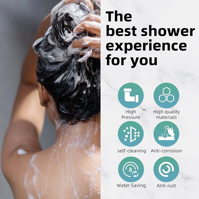 Cobbe 8-Setting Handheld Shower Head, Water-Saving Design, Gold | Trickle Pause Mode, 5ft Stainless Steel Hose, Brass Swivel Bracket, Tool-Free Installation