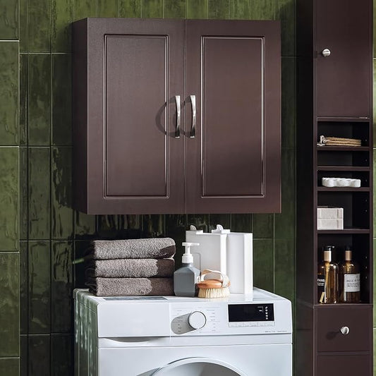 Haotian Wall Cabinet, Bathroom Storage, 23.6 x 11.8 x 23.6 in, MDF, Brown | Floating Wall Storage Cabinet With Adjustable Shelf, Vintage Bathroom Cabinet For Bath & Garage Storage, FRG231-BR
