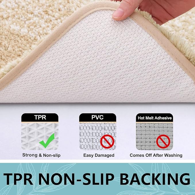 Arotive Microfiber Bathroom Rugs, Shaggy Soft Absorbent Bath Rug, 59x24 | Camel, Rubber Backing Thick Plush Machine Washable Dry Bath Mats for Bathroom, Tub and Shower, Rectangular
