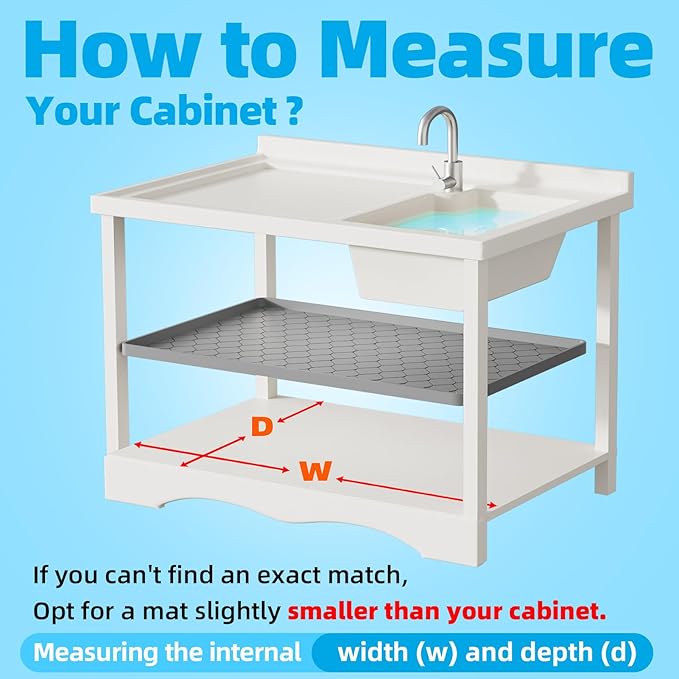 Winisok Waterproof Under Sink Mat 25" x 19", Silicone Mat, Beige | Raised Edge Traps Spills & Leaks, Shelf Liner, Cabinet Protector, for Kitchen, Bathroom, Boots, Pets, Home Essentials