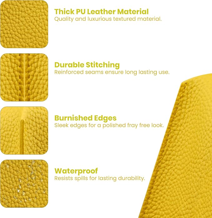 Premium PU Leather Tissue Box Holder - Elegant Hotel-Style Tissue Box Cover for Home, Office & Car Décor, Tissues Cube Organizer for a Natural & Classic Look (Yellow 2 Pack)