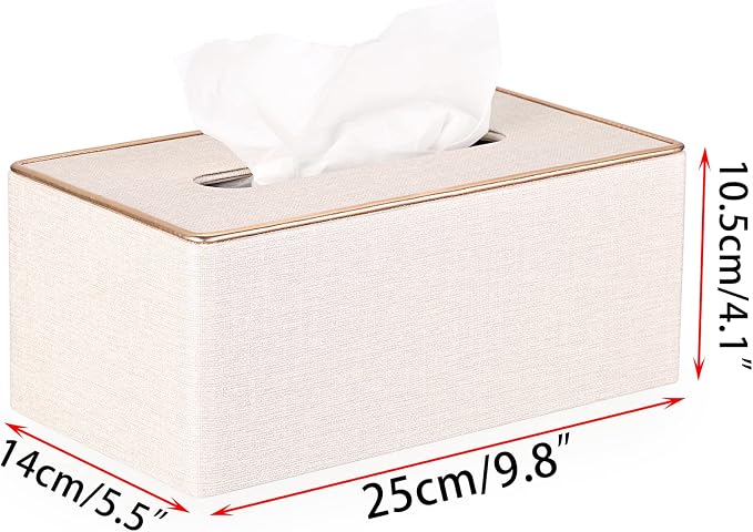 Sumnacon Rectangular Linen Tissue Box Cover - Stylish Tissue Box Holder with Magnetic Bottom, Decorative Tissue Box for Bathroom Toilet Vanity Night Stand Table Countertop Office, Beige Linen Texture | Decorative Tissue Box Cover Rectangular with Gold ...