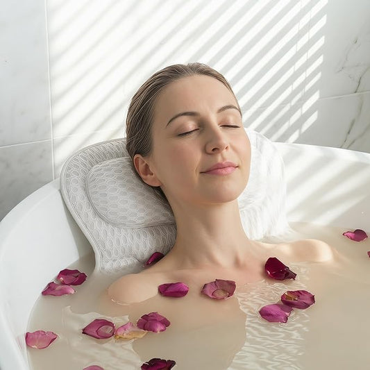 Bathtub Pillow for Neck and Back Support, Soft 4D Bath Pillow Tub Headrest | Ergonomic 4D Mesh Bath Pillow with 6 Suction Cups, Non-Slip Spa Bath Cushion Luxury Bath Accessories Spa for Women Gift