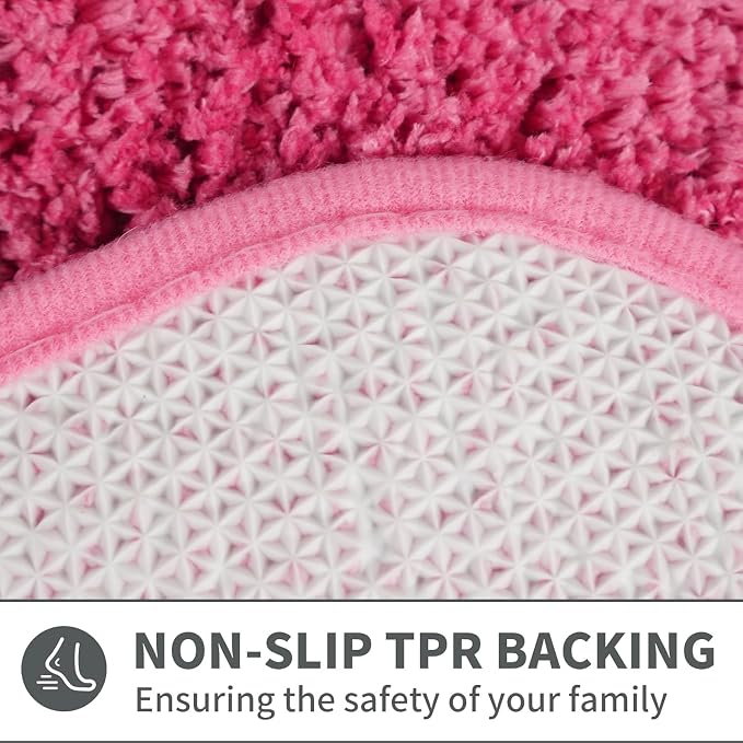 Cute Scalloped Rose Pink Bathroom Rugs Mat,Non Slip Absorbent Quick Dry Runner Rug for Shower Room Bedroom,Microfiber Long Bath Mat for Bath Floor Washable Carpet for Shower Tub Sink,24"x59"