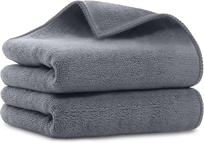Salon Towels 2 Pack, Super Soft Microfiber Gym Towels | Highly Absorbent Hair-Drying Cloth for Gym, Bath, Spa Use and Home Beauty Care - Grey (16x29 inch)