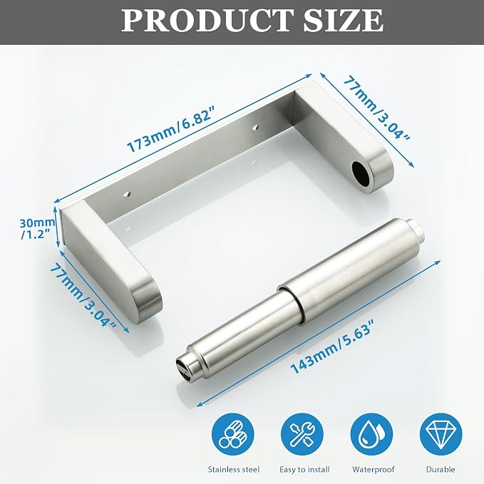 Alise Toilet Paper Holder Wall Mounted with Adhesive or Wall Drill, Brushed | Spring Loaded, SUS304 Stainless Steel,Bathroom Toilet Paper Roll Holder For Toilet, Washroom, RV