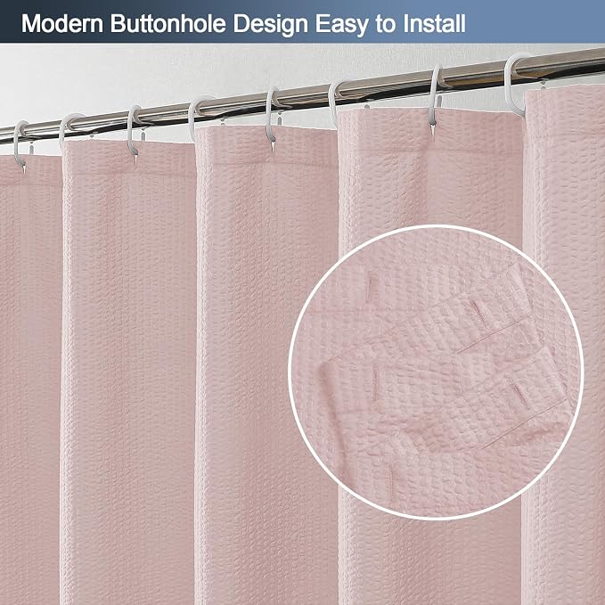 Pink Stall Shower Curtain for Bathroom, 3D Embossed Textured Fabric Small Shower Curtain for Narrow Stall Size, Machine Washable Water Resistance, Hotel Style, 36" W x 72" L, Pink