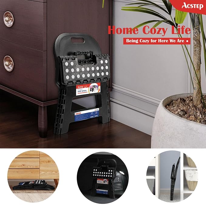 Folding Kids Step Stool with Back Support for Kids,9" Plastic Kids Chair for Outdoor or Indoor Kitchen Step Stools and Bathroom Stool for Toddlers Boys Girls