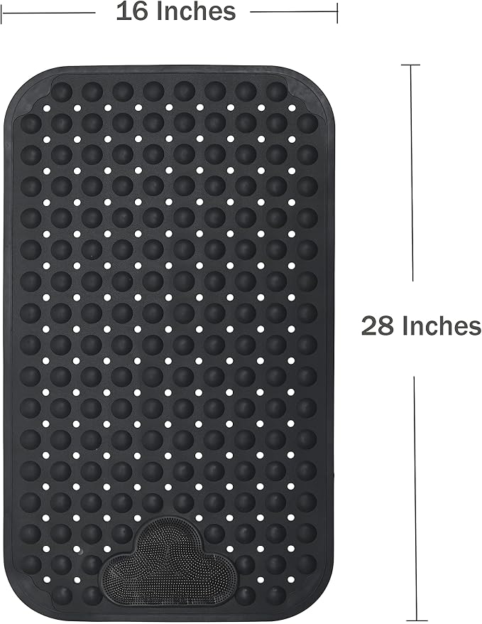 Bathtub Mat Non Slip Shower Mat Bath Mat for Tub 28" X 16" Black | Bath Tub Mat Non Slip, Machine Washable, Foot Massage, Non Slip Bath Mat, Shower Mat for Inside Shower, Bathroom Mat